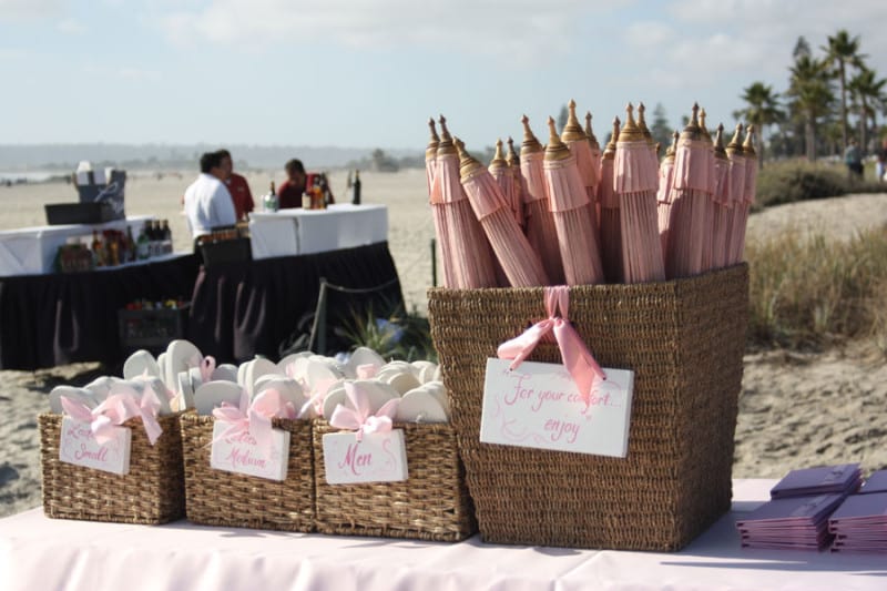 New Jersey Bride—flip flop station for beach wedding