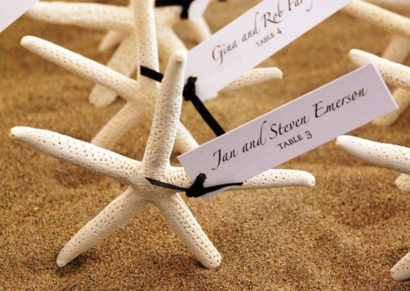 New Jersey Bride—Starfish escort cards for beach wedding