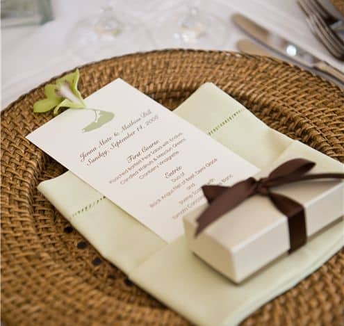 New Jersey Bride—Wicker chargers for beach wedding.