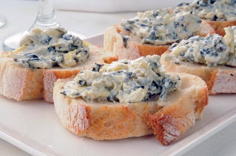 New Jersey Bride—Favorite hors doeuvres: artichoke and spinach crostini