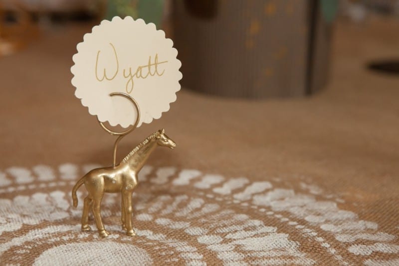 New Jersey Bride—DIY: Gold painted safari animals.