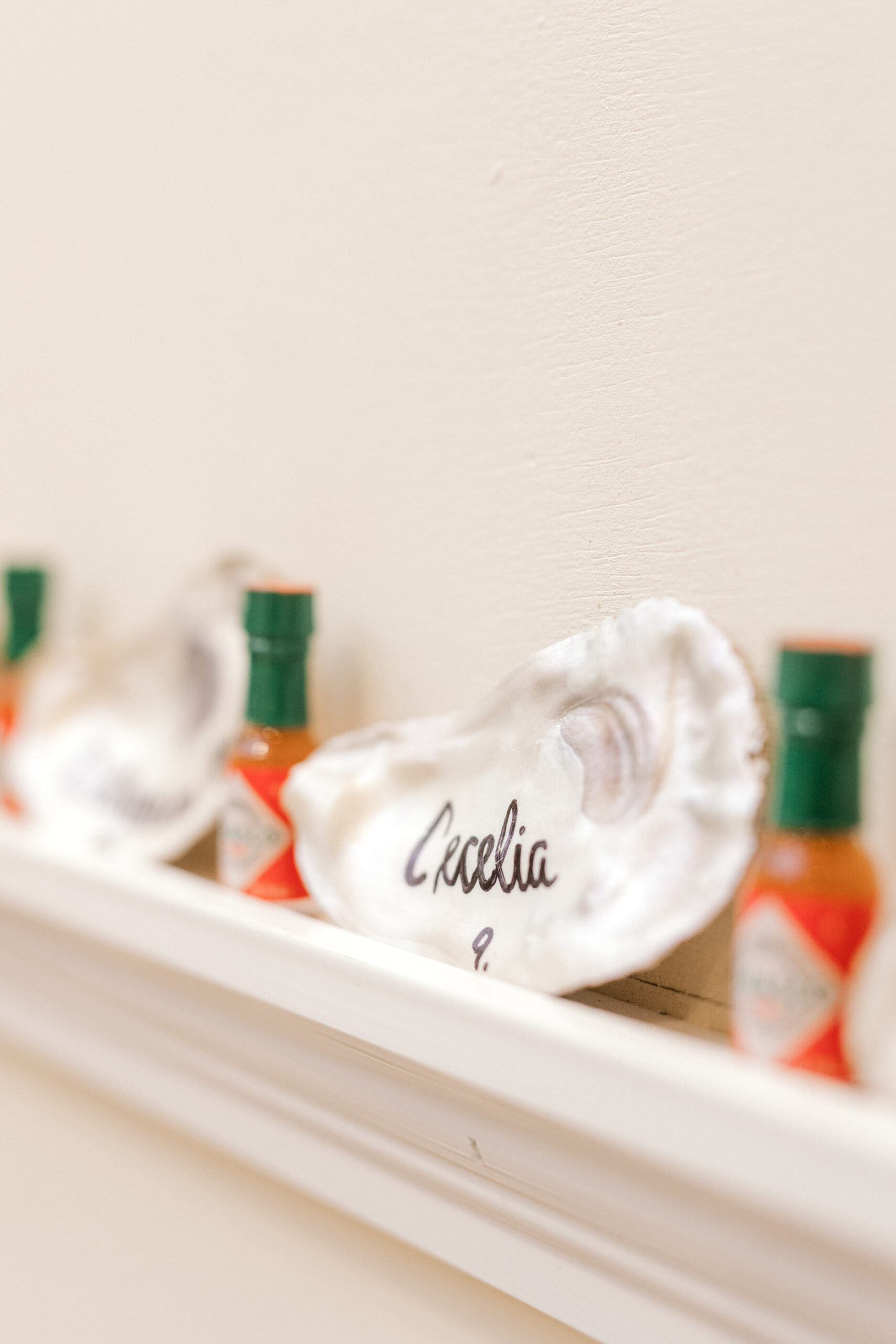 An oyster seating chart for a wedding