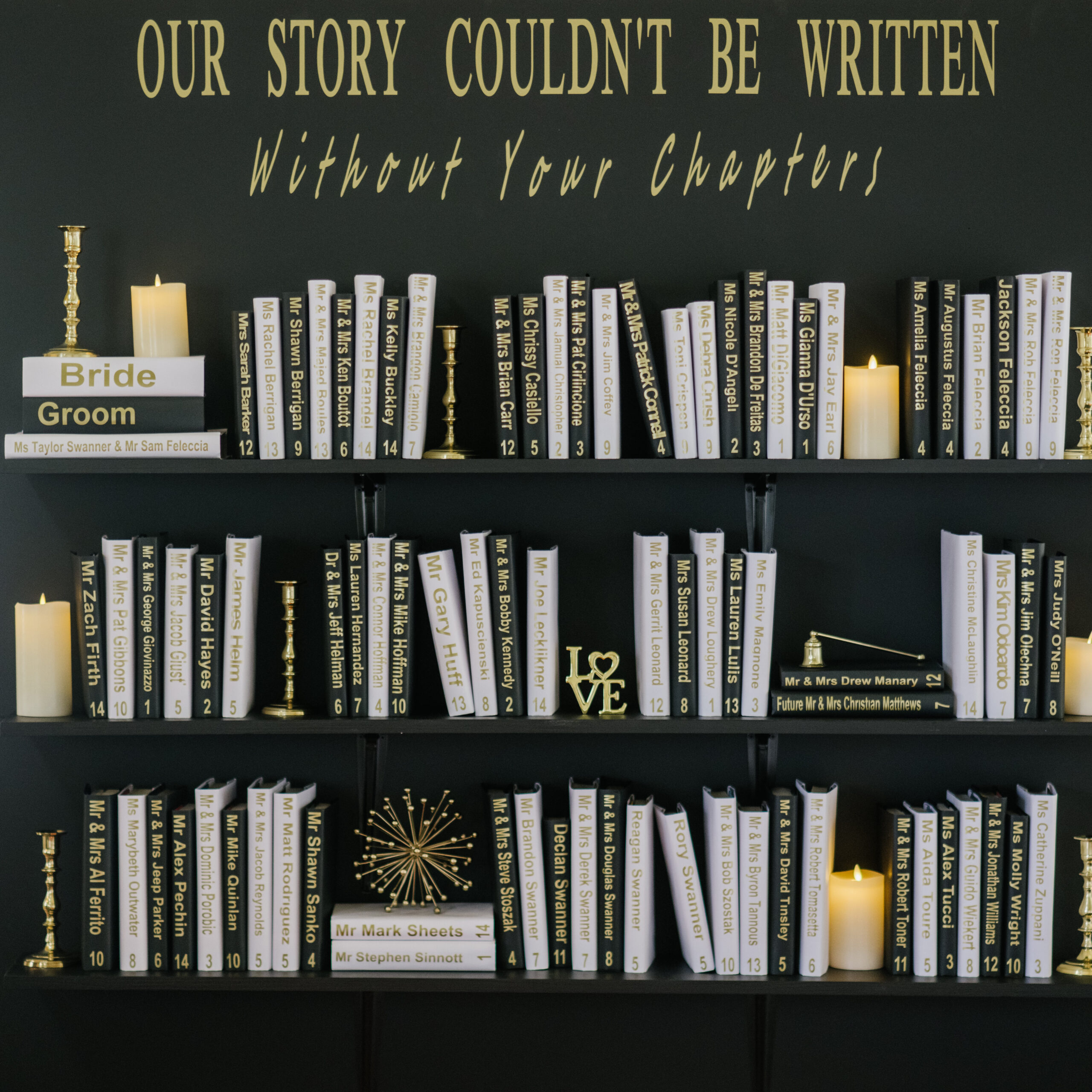 A unique seating chart for a wedding.