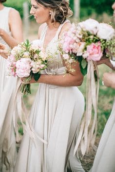 Bridal bouquet with ribbon