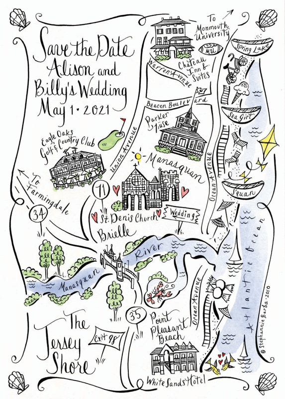 New Jersey Bride  Custom Wedding Maps