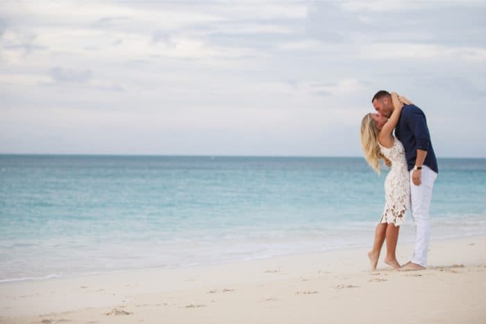 Beach proposal in Turk and Caicos