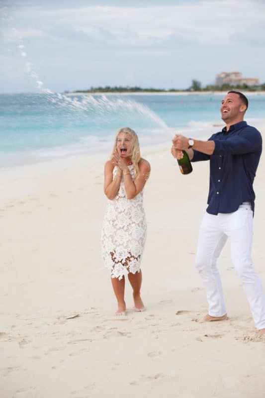 Beach proposal in Turk and Caicos