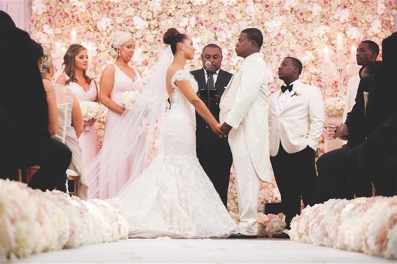 New Jersey Bride Megan Wollover Tracy Morgan Wedding Flower Wall