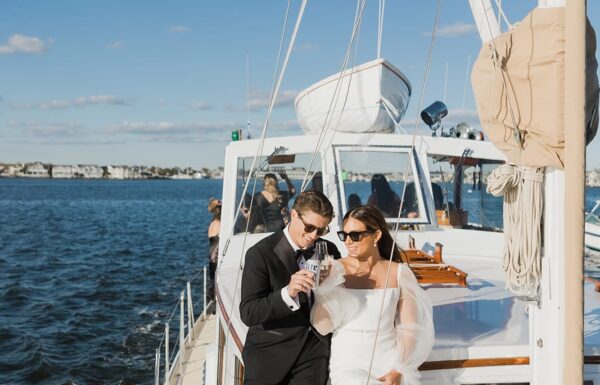 The wedding of This Bay Head Yacht Club Couple Rode Into Their Reception on a Boat Gallery 8