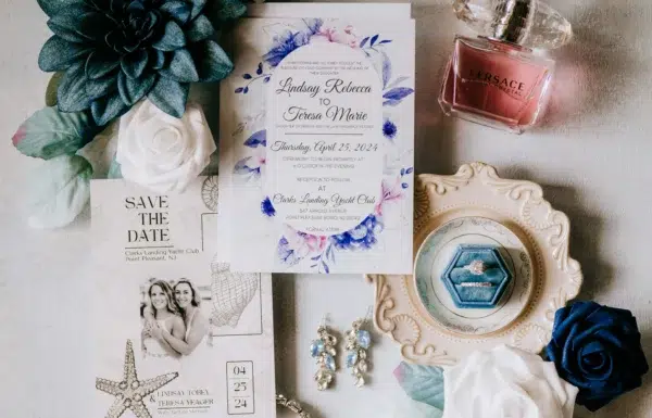 A Waterfront Wedding Featuring The Couple’s Dog & Pride Flags at the Ceremony