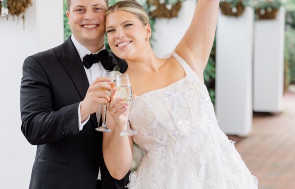 A Waterfront Wedding Focused on Friendship With White, Pink & Blue Florals