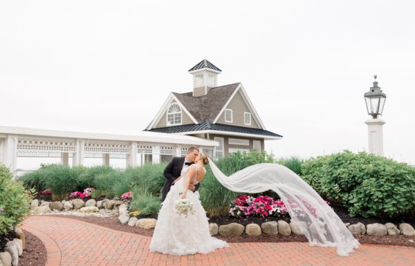 A Waterfront Wedding Focused on Friendship With White, Pink & Blue Florals
