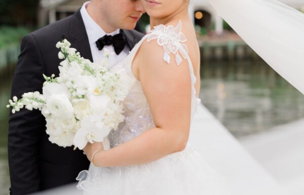 A Waterfront Wedding Focused on Friendship With White, Pink & Blue Florals