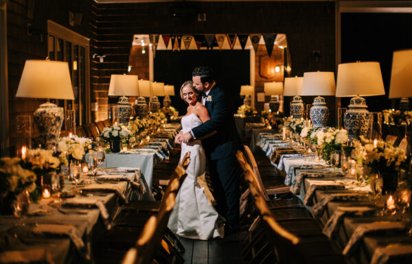 The wedding of A Cozy November Wedding with Blue and White Accents, Like Lamp Centerpieces Gallery 9