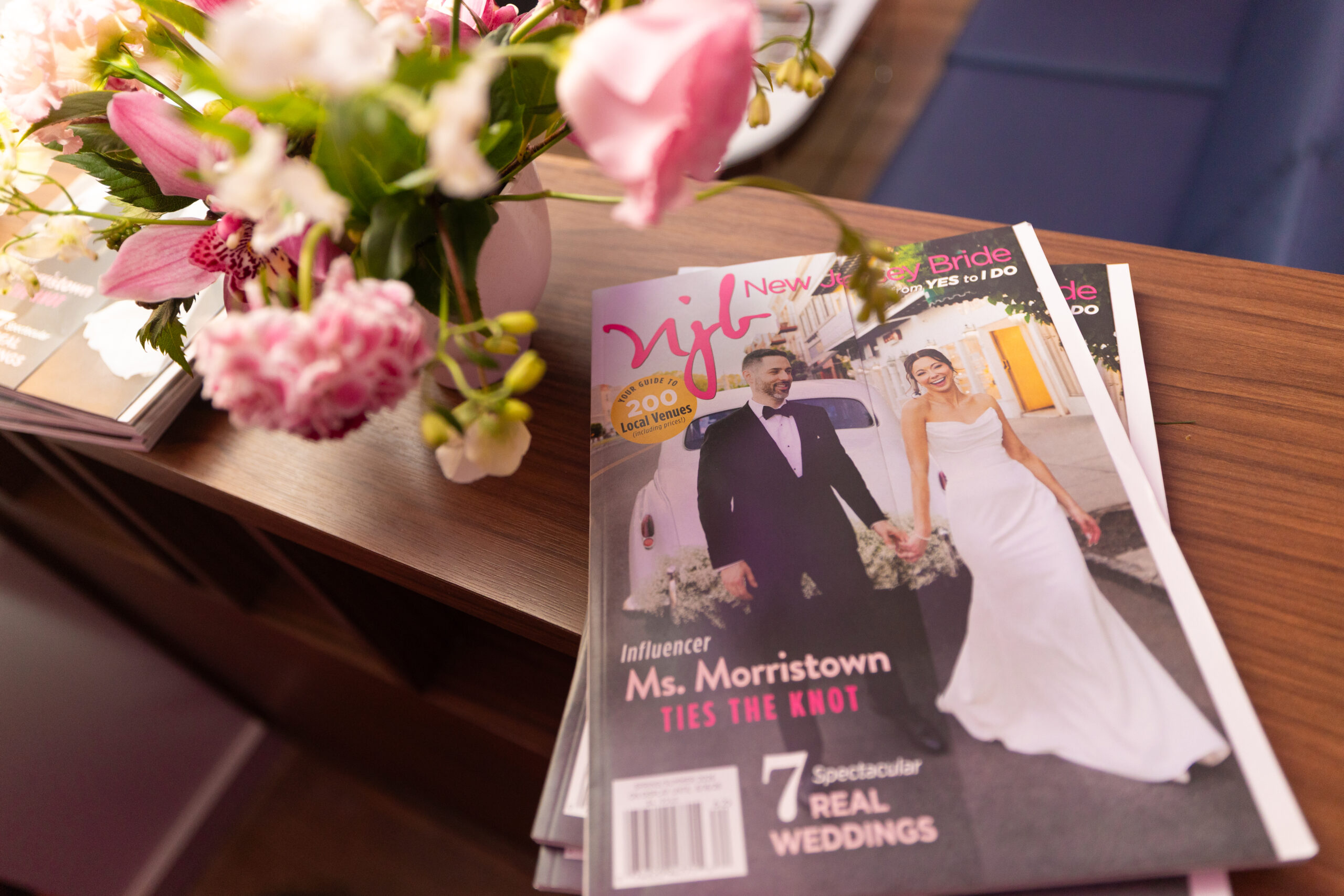New Jersey Bride revealed its latest cover, featuring the wedding of local influencer Ms. Morristown, during at party at 1776 in Morristown.