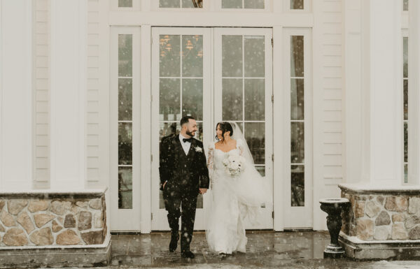 Baby’s Breath Surrounded the Chandeliers at This Snowy Winter Ryland Inn Wedding