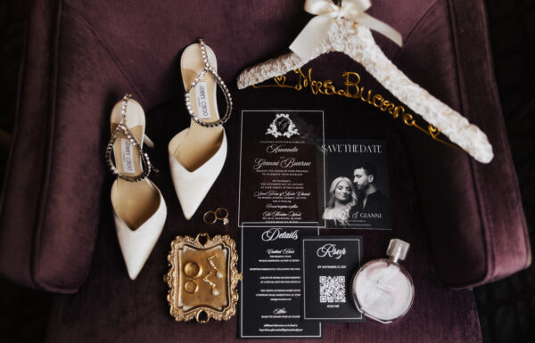 A black-and-white wedding at the Meadow Wood in Randolph, New Jersey.