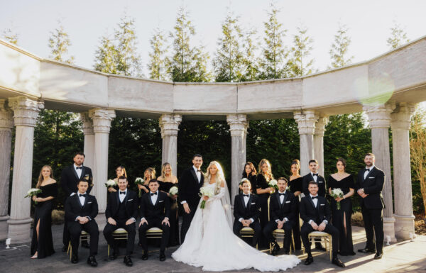 A black-and-white wedding at the Meadow Wood in Randolph, New Jersey.