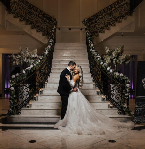 The wedding of An Epic Signature Cocktail Wall at This Winter Wedding at The Meadow Wood Ballroom wedding at the Meadow Wood in Randolph, New Jersey.