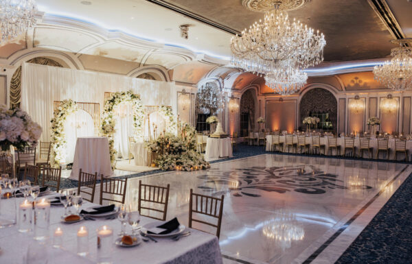 A black-and-white wedding at the Meadow Wood in Randolph, New Jersey.