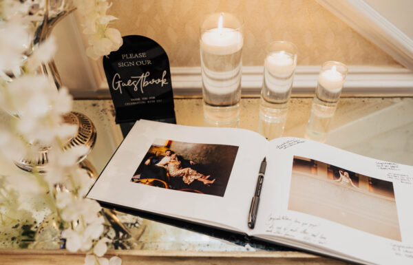 A black-and-white wedding at the Meadow Wood in Randolph, New Jersey.
