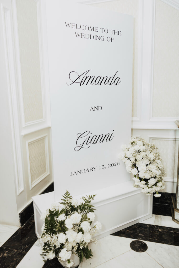 A black-and-white wedding at the Meadow Wood in Randolph, New Jersey.