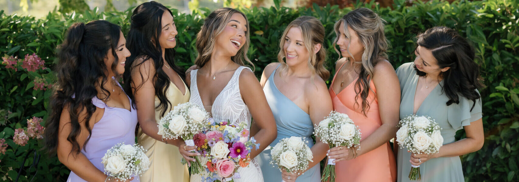 Coastal Wedding With Mismatched Pastel Bridesmaid Dresses
