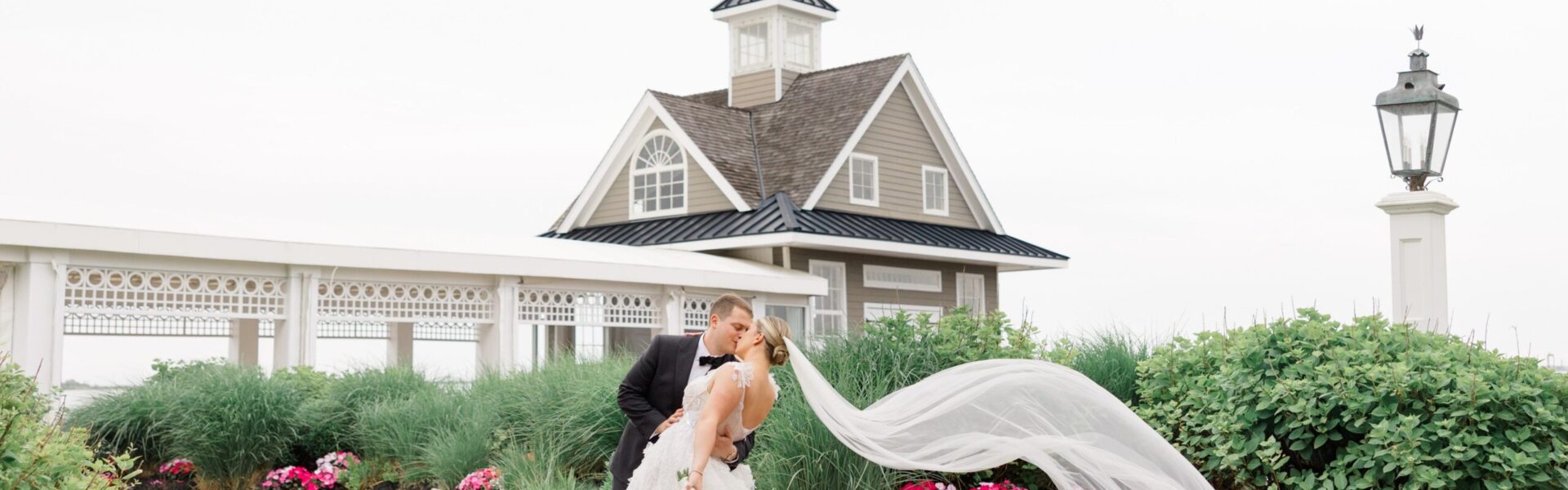 A Waterfront Wedding Focused on Friendship With White, Pink & Blue Florals