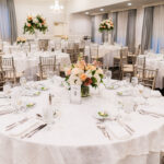 Peach Florals, a Live Sax, and One Unforgettable Ballroom at the Mansion at Mountain Lakes