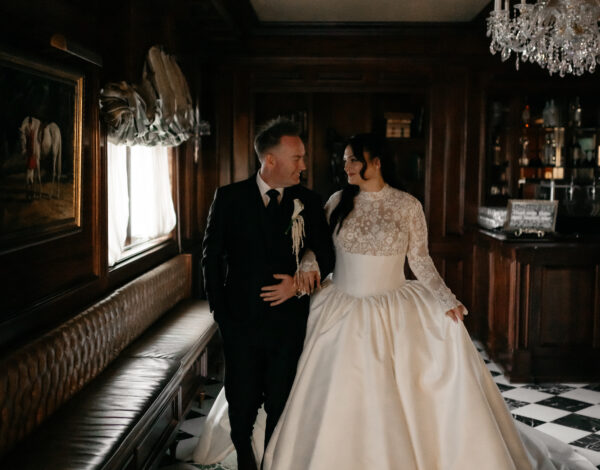 Ballroom wedding at the Park Savoy Estate at Florham Park NJ with tons of Irish details like a green cake, Guinness station and Irish step dancers.