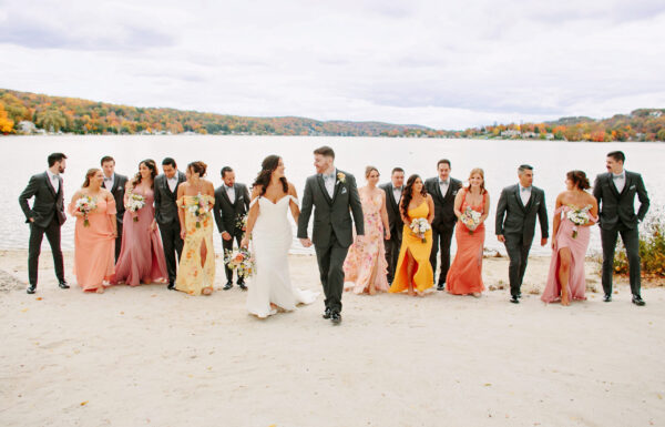 A Cheery Color Scheme in the Decor, Flowers & Bridesmaid Dresses at This Lake Mohawk Country Club Wedding