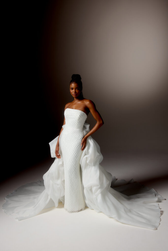 Justin Alexander Spring 2027 gowns during New York Bridal Fashion Week.