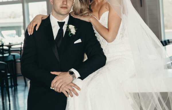A Coastal Elegant Lavender Wedding With Custom Trucker Hats, & Their Dog on the Drink Toppers at Crystal Point Yacht Club