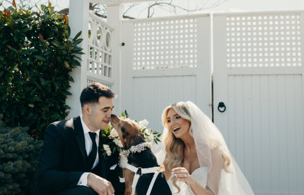 A Coastal Elegant Lavender Wedding With Custom Trucker Hats, & Their Dog on the Drink Toppers at Crystal Point Yacht Club