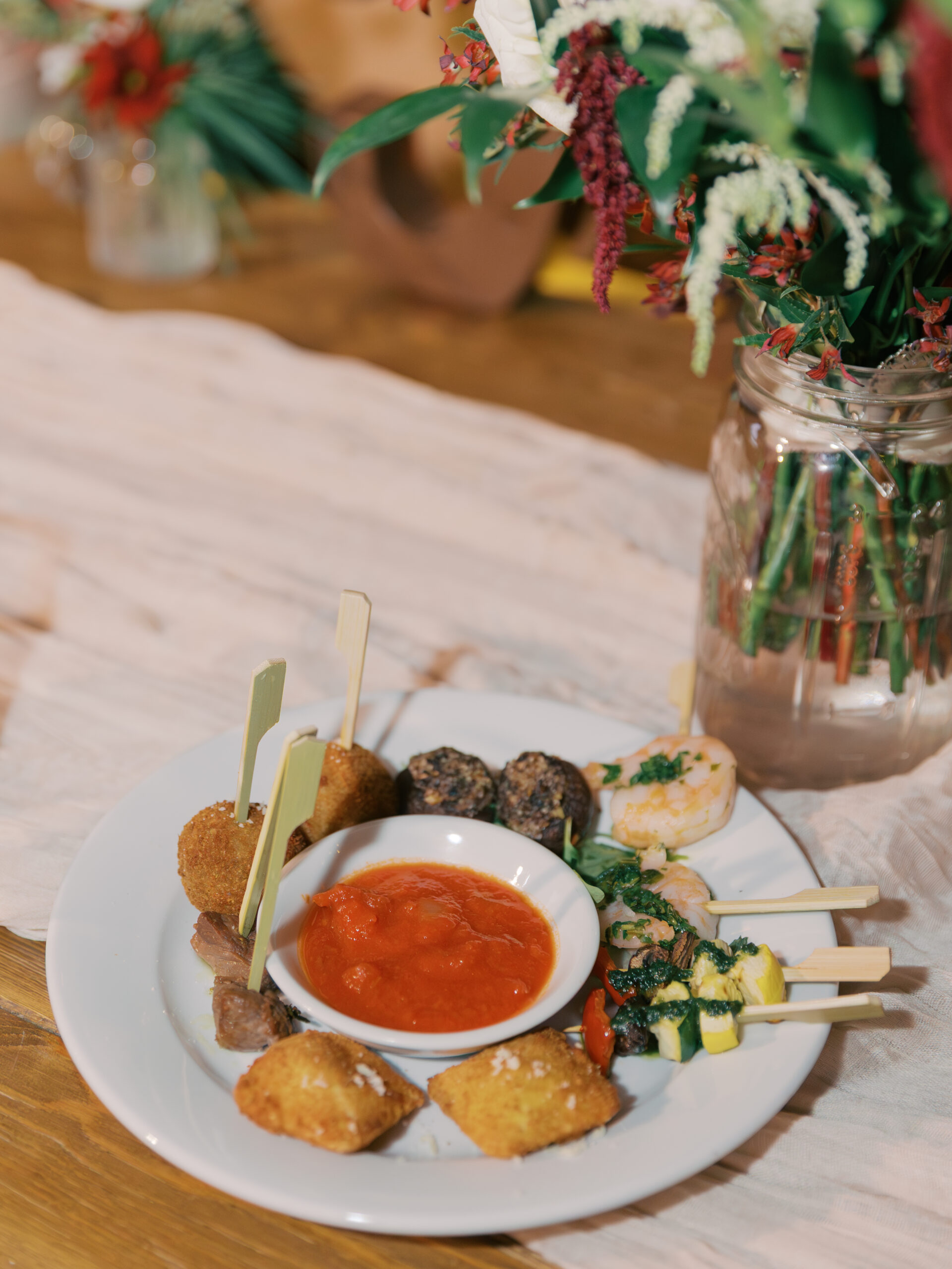 Italian-style wedding reception dinner at Porta Montclair restaurant NJ
