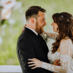 Their First Look Was on a Red Bridge Surrounded by Cherry Blossoms at The Views at Mt Fuji