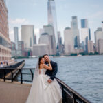 Their Boat Wedding on the Hudson Featured a Deck Dance Party, the NYC Skyline & the Statue of Liberty