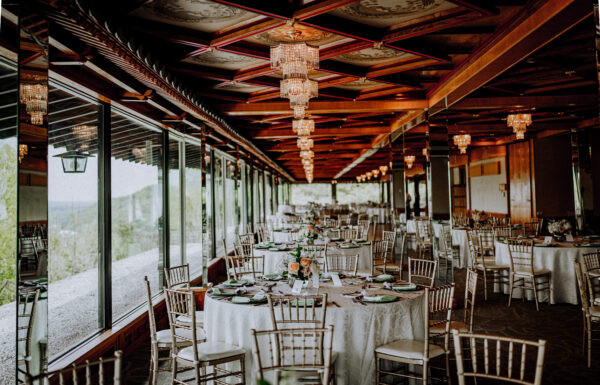 Their First Look Was on a Red Bridge Surrounded by Cherry Blossoms at The Views at Mt Fuji