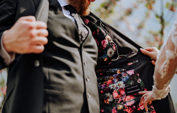 Their First Look Was on a Red Bridge Surrounded by Cherry Blossoms at The Views at Mt Fuji