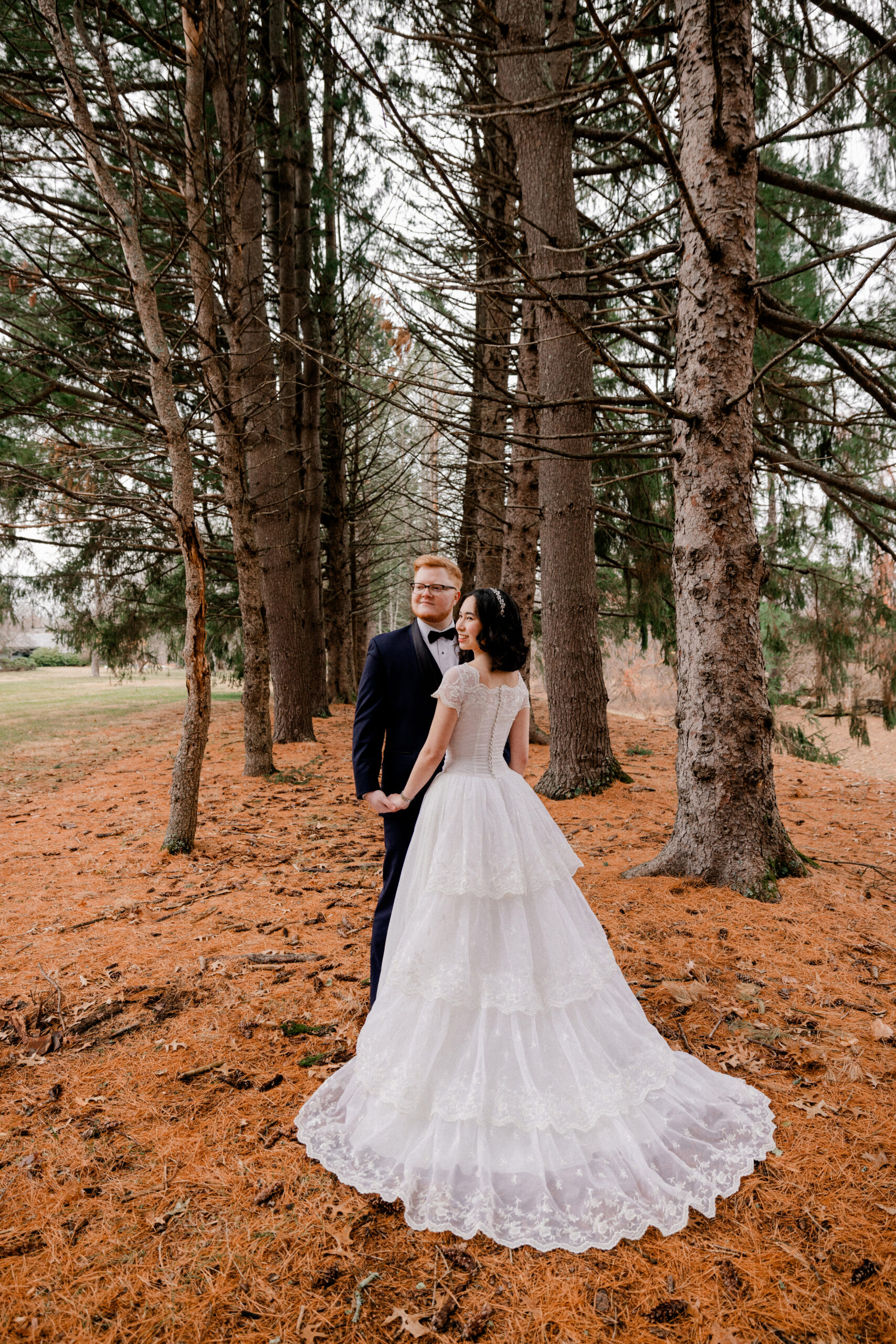 Bride in a secondhand Poshmark wedding dress at The Barn at Perona Farms in Andover, NJ