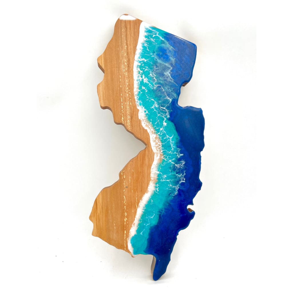 New Jersey-shaped wooden serving board from Creative Spruce Woodworking, available at Just Jersey in Morristown NJ

