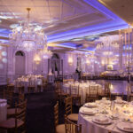 Elegant ballroom reception setup at The Rockleigh, a luxury wedding venue in Bergen County, NJ