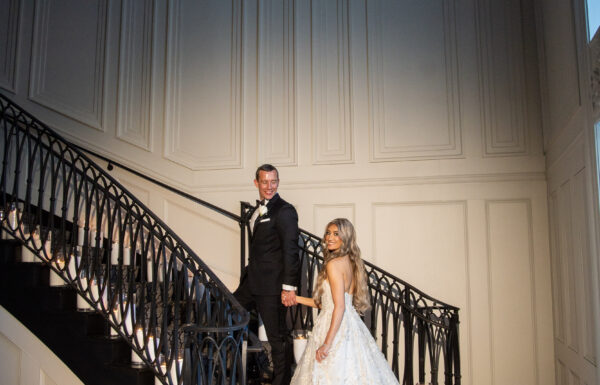 Her Coworker Gave a Patient Her Number—Five Years Later They Had a Timeless Black and White Weddings at The Estate at Florentine Gardens