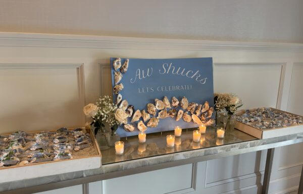 Oyster Shell Seating Cards, Sunscreen Favors & Dockside Sunset Photos at This Summer Shore Wedding at Clarks Landing Yacht Club
