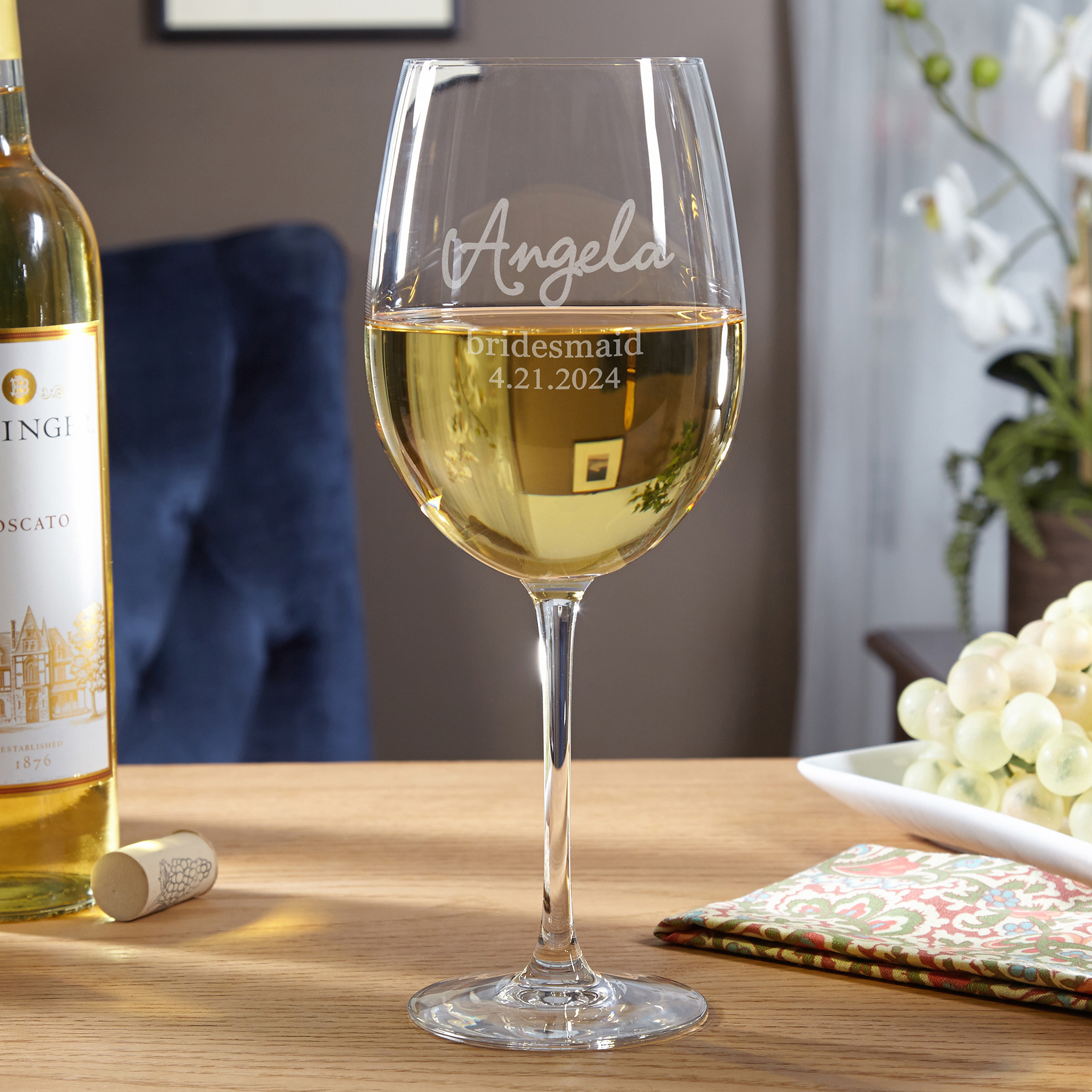 This personalized wine glass makes a great bridesmaid gift.