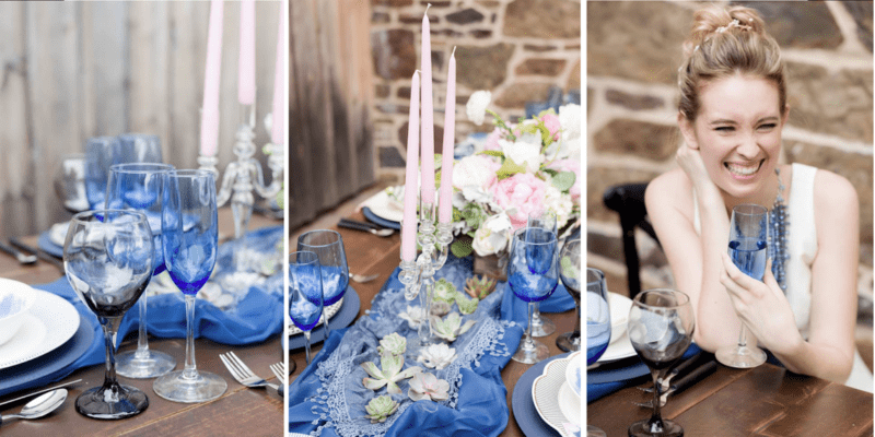 Tinted-glassware-to-add-color-to-wedding