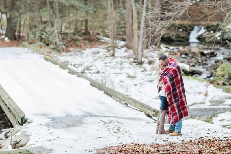 Outdoor rustic winter engagement session