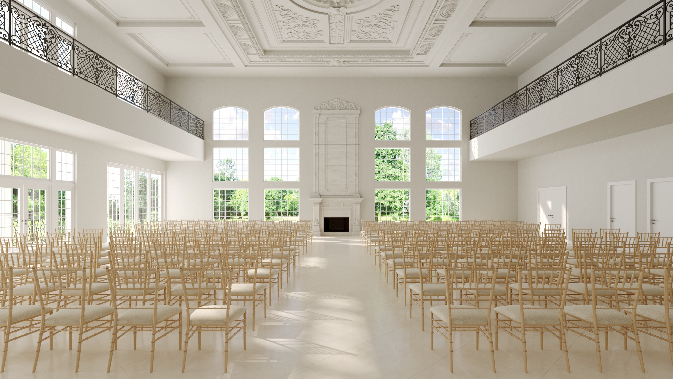 The ceremony room at The Estate at Florentine Gardens, a wedding venue in New Jersey.