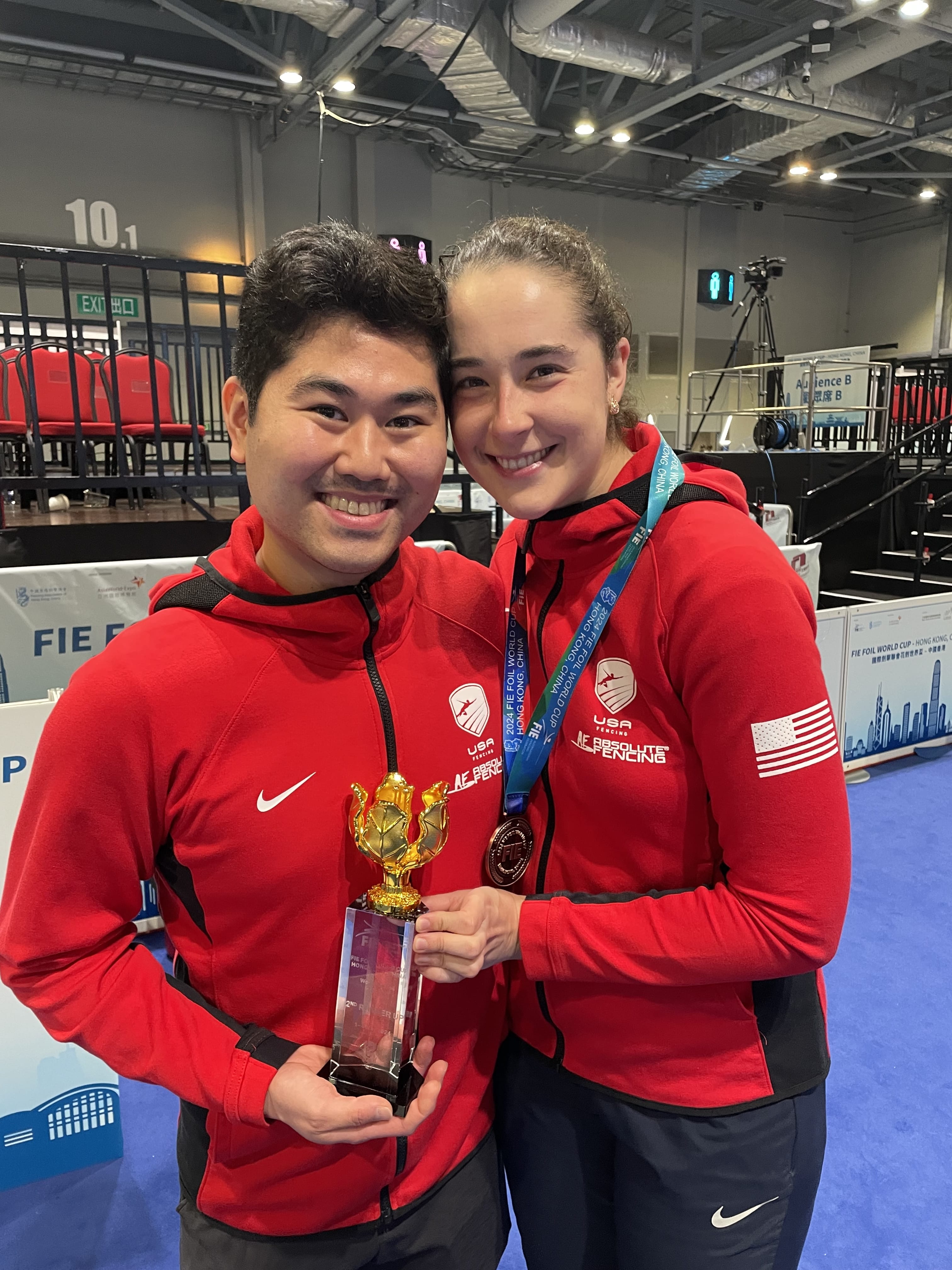 Olympic fencing couple Jackie Dubrovich and Brian Kaneshige got married at Maplewood Town Hall.
