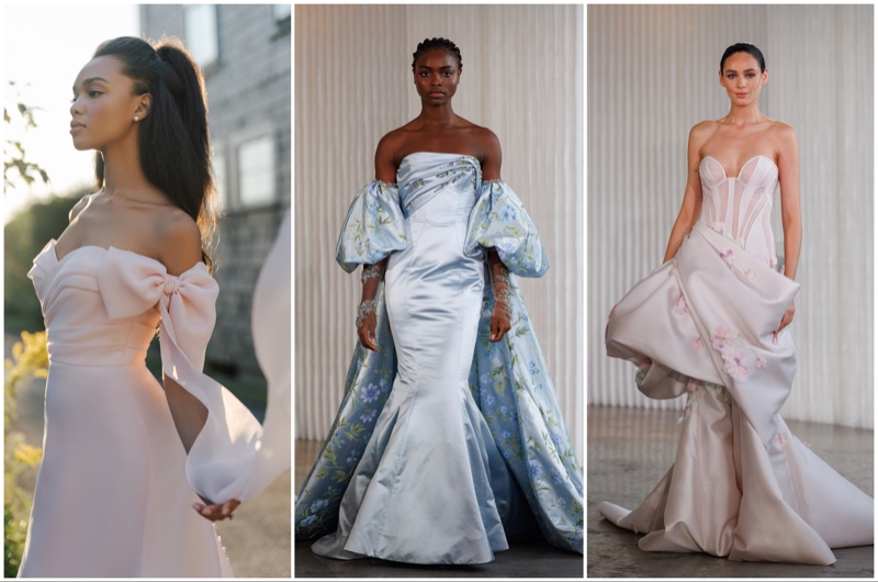 A group of models wearing the latest trends at New York Bridal Fashion Week.